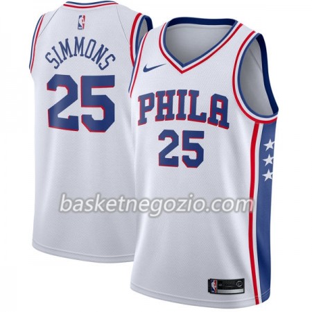 Canotte Uomo Philadelphia 76ers Ben Simmons 25 Nike 2017-18 Bianco Swingman